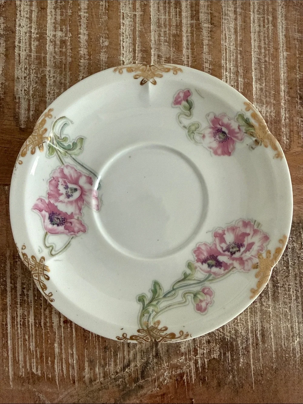 Antique Theodore Haviland Limoges Fruit Bowl Saucer Pink Poppy Floral